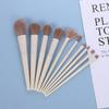 10-Piece Makeup Brush Set With Soft Synthetic Bristles Blush Powder Concealer Eyeshadow - Long Handle Cream White