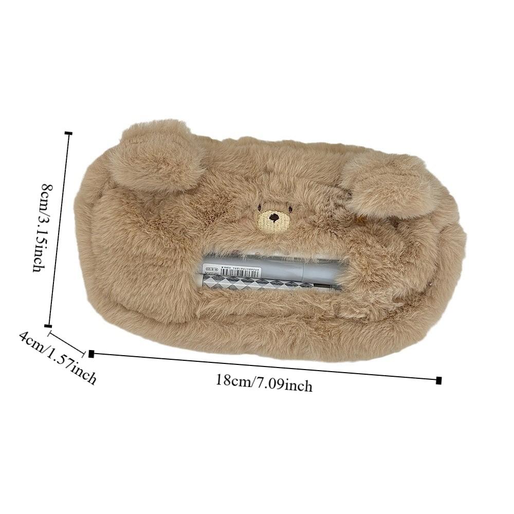 Puppy Transparent Pencil Pouch Bear Stationery Storage Bag Cat Plush Pen Case  Christmas Gift