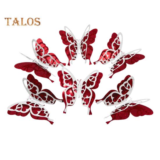 

6 шт./компл. 3D-наклейка на стену в виде бабочки, съемная клейкая двухслойная настенная наклейка в виде бабочки, декоративная наклейка для дома, офиса, гостиной, вечеринки ко Дню святого Валентина C