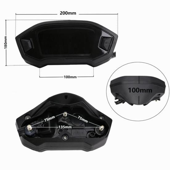 Universal LCD Digital Motorcycle Speedometer Odometer Gauge for 45692 Cylinder