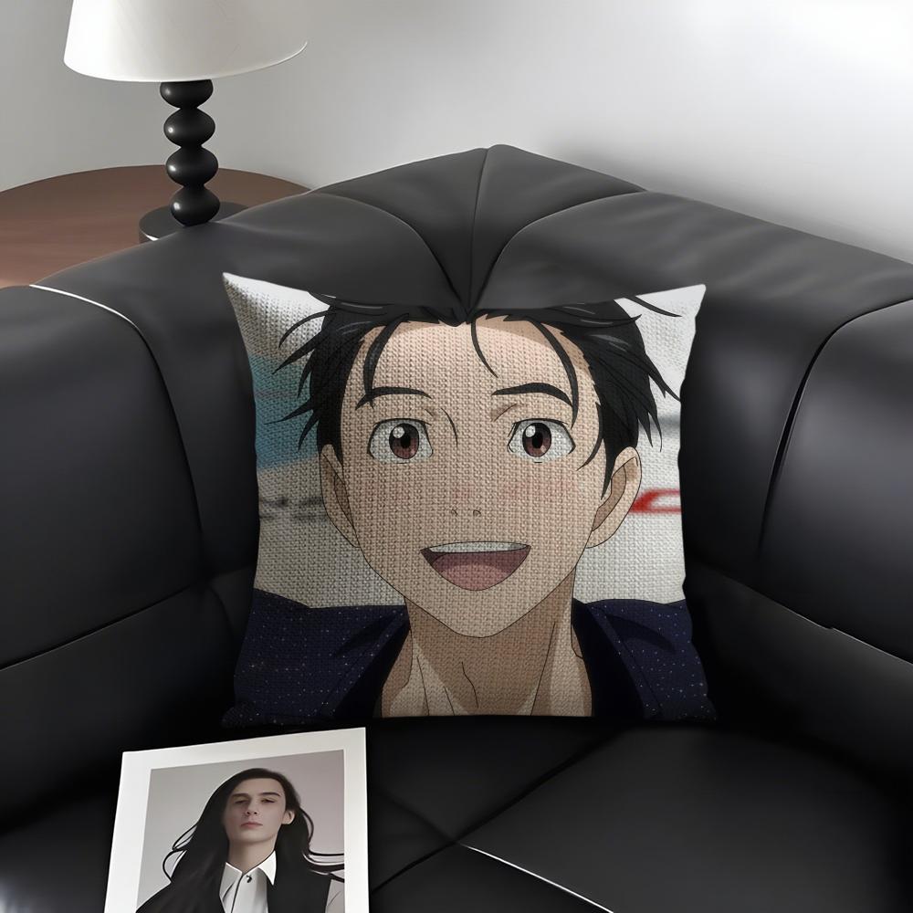 

YYURi On IICE Anime Cushion Cover Natural Linen Organic Fabric DoubleSided Printing Sofa Home Decor Gift Pillow Case 30x30cm