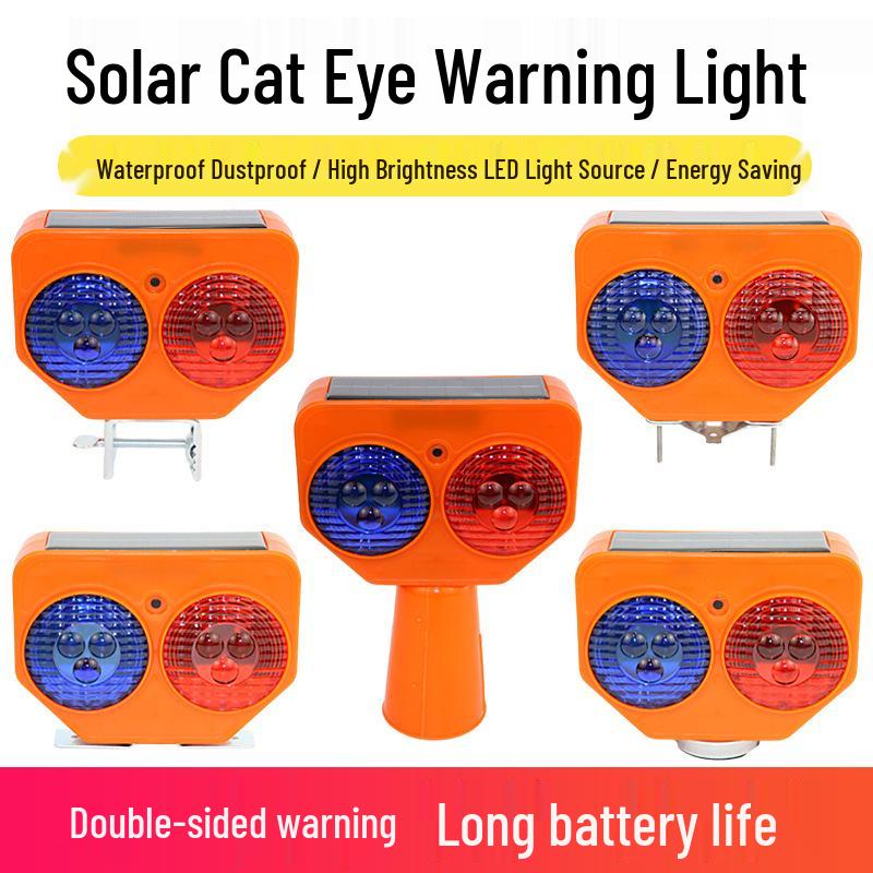 

Solar-Powered Red Blue Strobe Road Warning Lights for Cones & Guardrails Sleeve (Model 06)