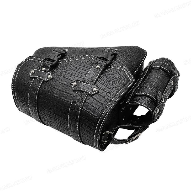 Universelle Motorrad Luxus Schwarz Krokodilmuster Kunststoff Schnalle Aufbewahrungswerkzeug Tasche Satteltasche Gepäcktaschen Linke/Rechte Seite