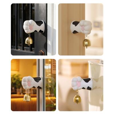 Resin Tuxedo Cat Paw Doorbell Creative Cute Kitty Claw Wind Bell Brass Delightful Sound Magnetic Entry Reminder Bell Bedroom