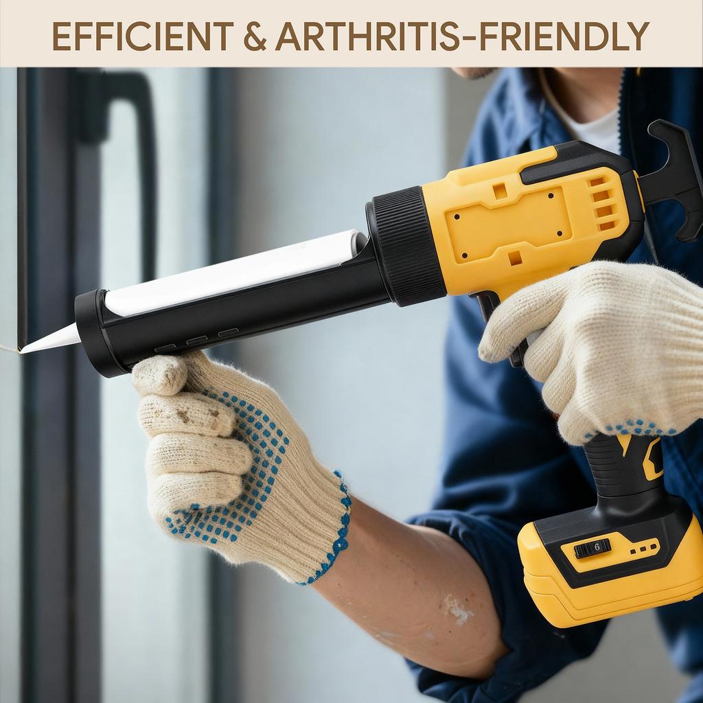 Cordless Caulking Gun Electric 6 Speed Rechargeable Digital Display with LED Light Practical Tool for Filling Sealing Repair