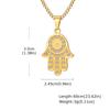 The Hand of Fatima Zircon Necklace for Men,Gold Color Evil Eye Stainless Steel Pendant,Turkish Jewelry Gift