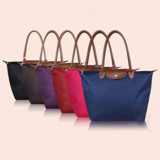 Blostirno Women's Foldable Nylon Tote Bag, Waterproof, Perfect for Commuting, Travel, and Shopping, Available In 3 Sizes (JDPB01B-L)