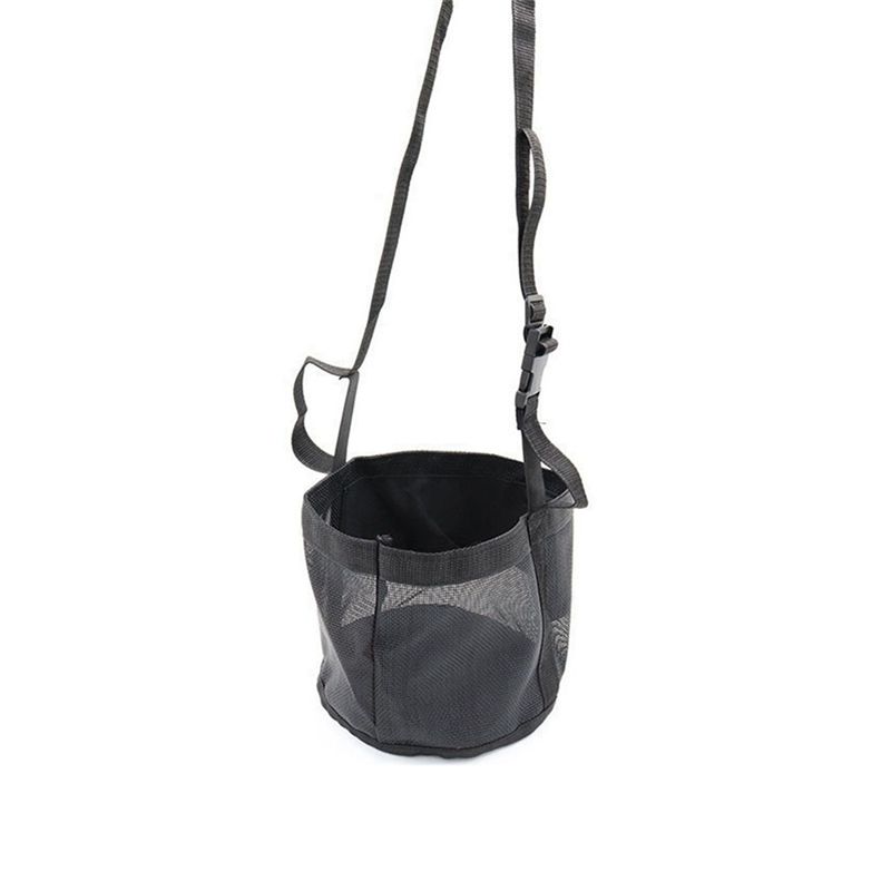 AEE4-Adjustable Elastic Hay Feed Bag For Horses - Outdoor Neck Feeding Bag In Black