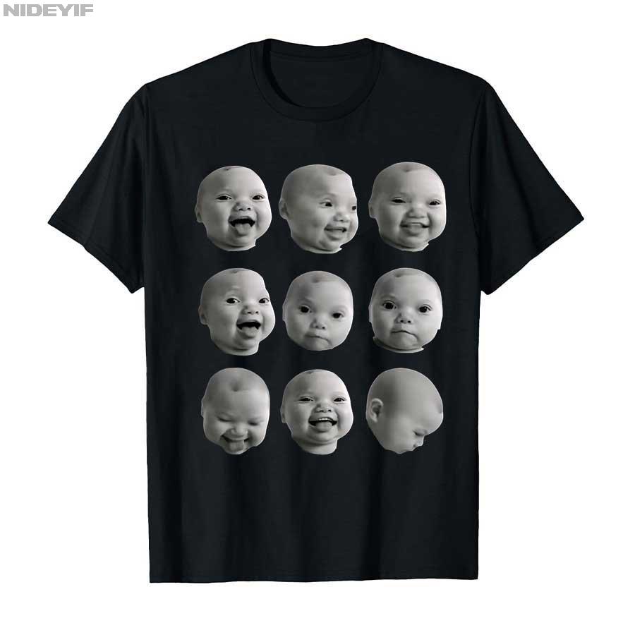 Funny AI Baby Holding Laugh Meme Viral Trend T-shirt For Men Women 100% Cotton T Shirts Short Sleeve Tops 1121-2