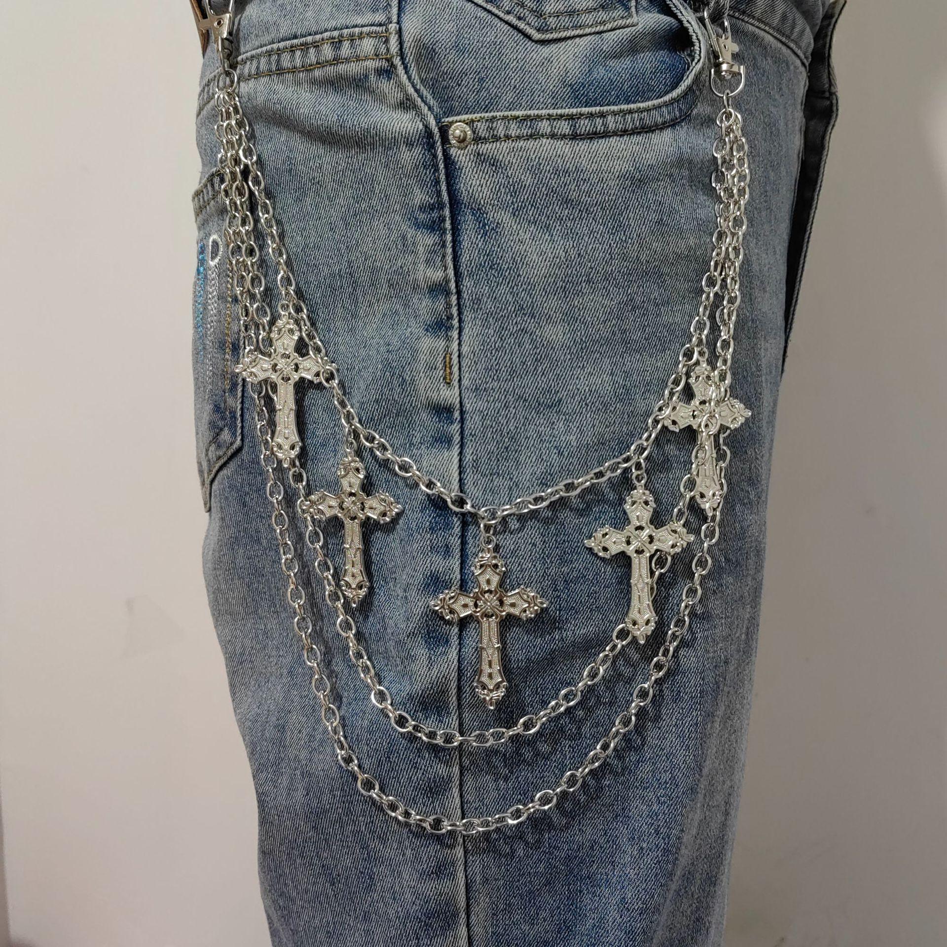 Unisex Punk Cross Pendant Metal Pants Chain - Hot Selling Jewelry Accessory