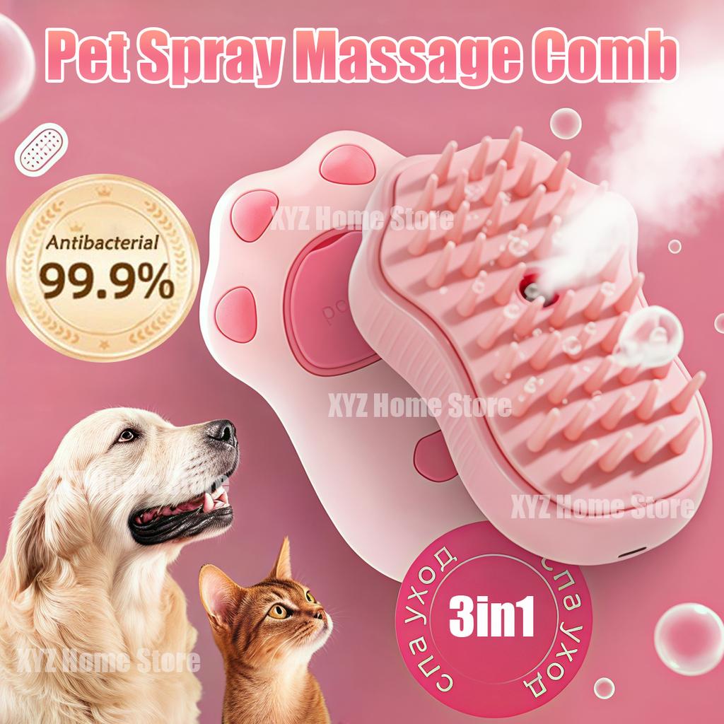 Cat Dog Steamy Brush Steam Brush Electric Sprayer for Massage Pet Grooming Tool Shedding 3 in 1 Electric Sprays Massage Cobs