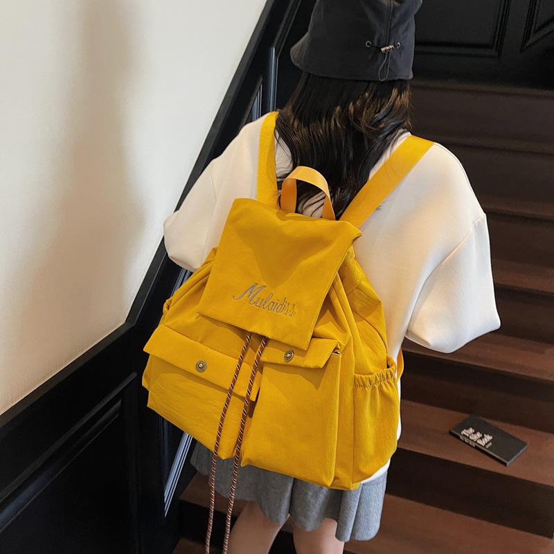 

Летний новый повседневный однотонный рюкзак большой вместимости модный и популярный школьный дорожный рюкзак жёлтый