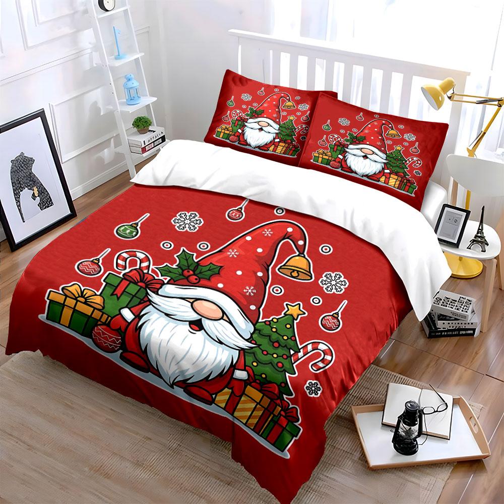 Christmas Gnome with Gifts Bedding Duvet Cover Set Duvet Cover Pillowcases (1*Duvet Cover 2*Pillowcases, without duvet insert)