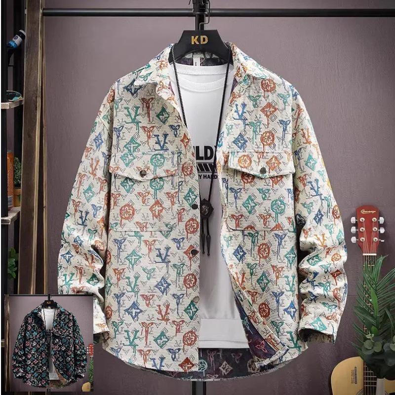 Trendy Men s Full Print Casual Jacket for Spring and Autumn 2025 XL абрикосовый