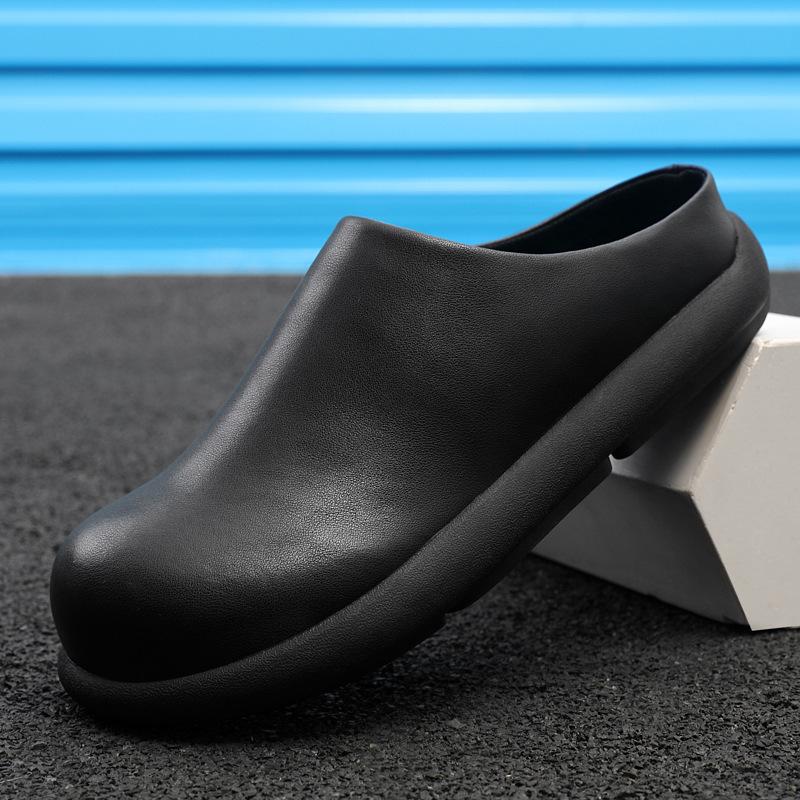 2025 New Designer Retro Soft-soled Half Slippers for Men Summer Autumn Fashion Casual Solid Color Cow Suede Leather Shoes Man