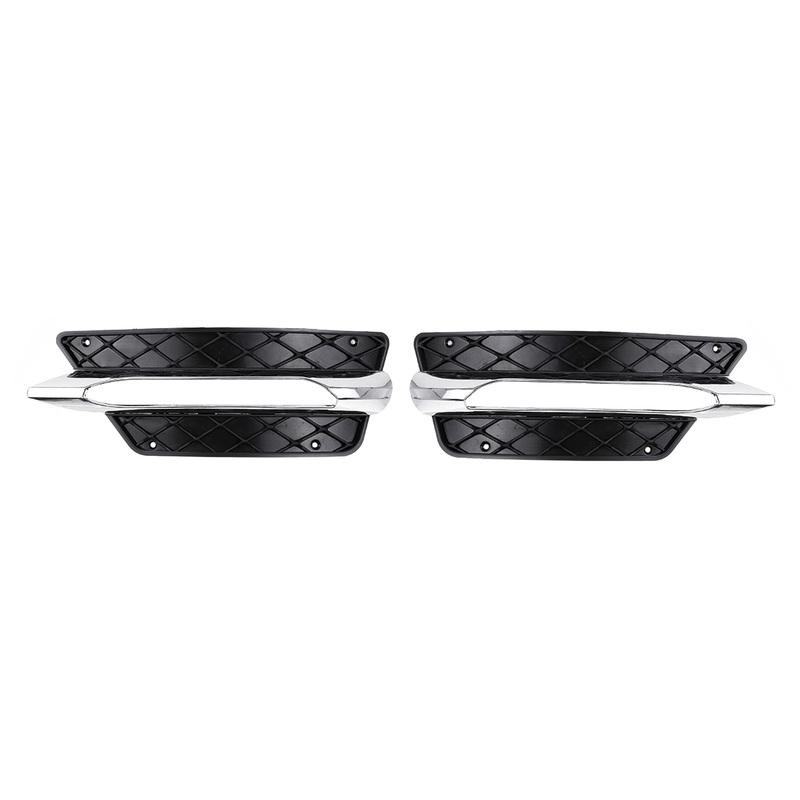 L/R For Mercedes For Benz C-Class W204 2012-2014 Front Bumper DRL Grille Cover Silver Plating Lamp Hoods Decor