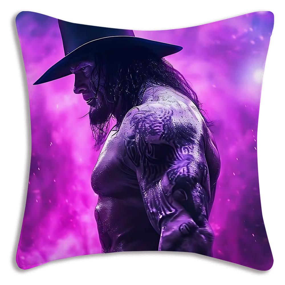 W-WWE LOGO W-WrestleMania Pillow Covers Cartoon Sofa Decorative Home Double-sided Printing Short Plush Cute Cushion Cover