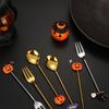 Halloween Cartoon Edelstahl Besteckset Löffel und Gabel Set mit dekorativen Griffen Kürbis & Geist Designs für den Heimgebrauch