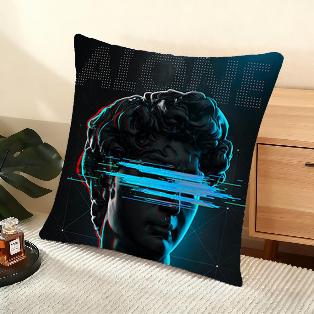 Funny Art D-David Statue Cushion Cover Soft Short Plush Pillow Cover Smooth Cozy Texture Aesthetic Cushion Case Home Decor