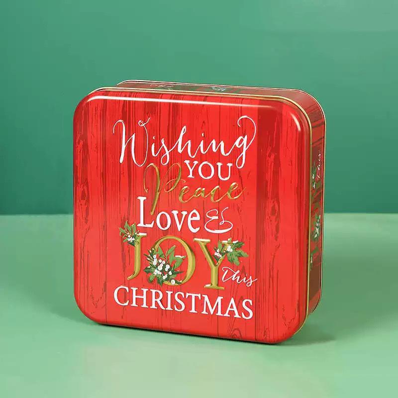 WTEMPO Square Printed Empty Metal Box Christmas Party Favors Christmas Gift Packaging Box Wedding Decorations