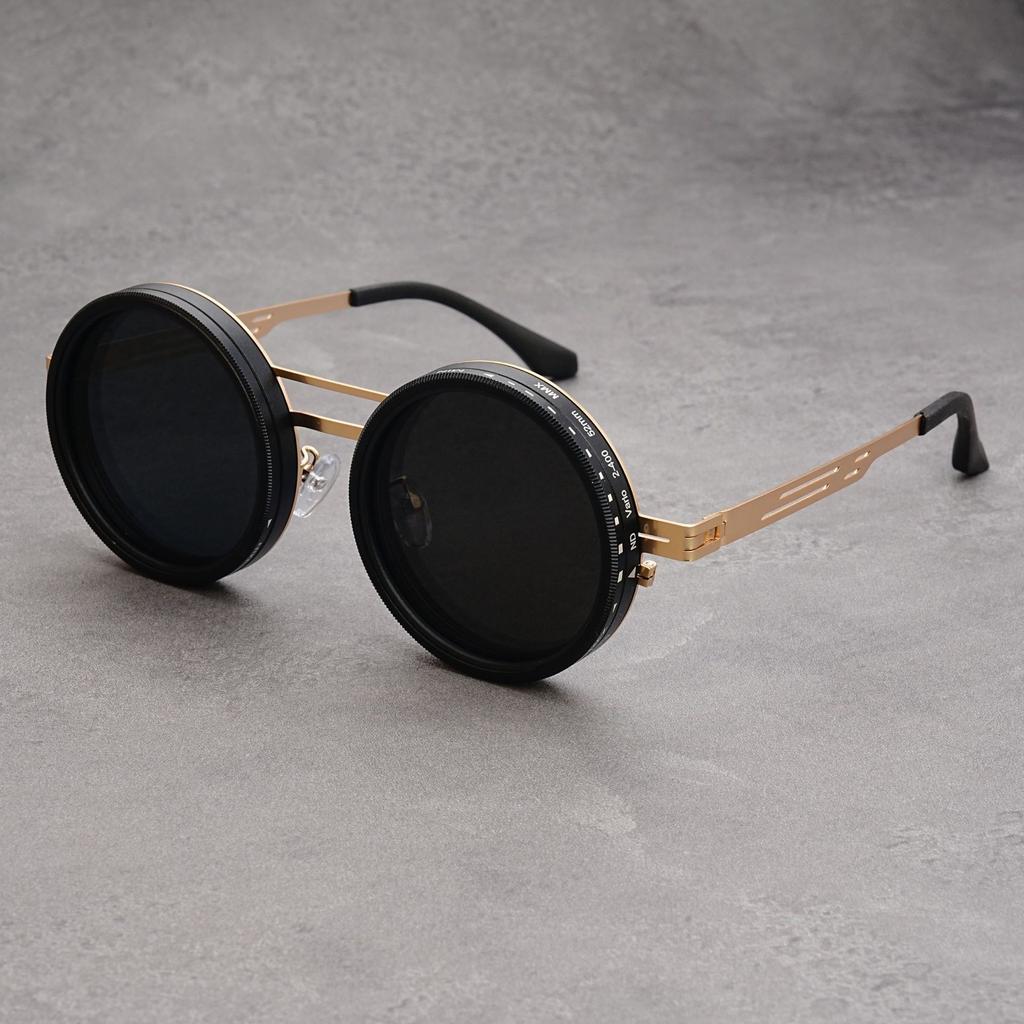 New multi-speed adjustable dimming rotating sunglasses fashionable retro personalized steampunk style UV-proof sunglasses