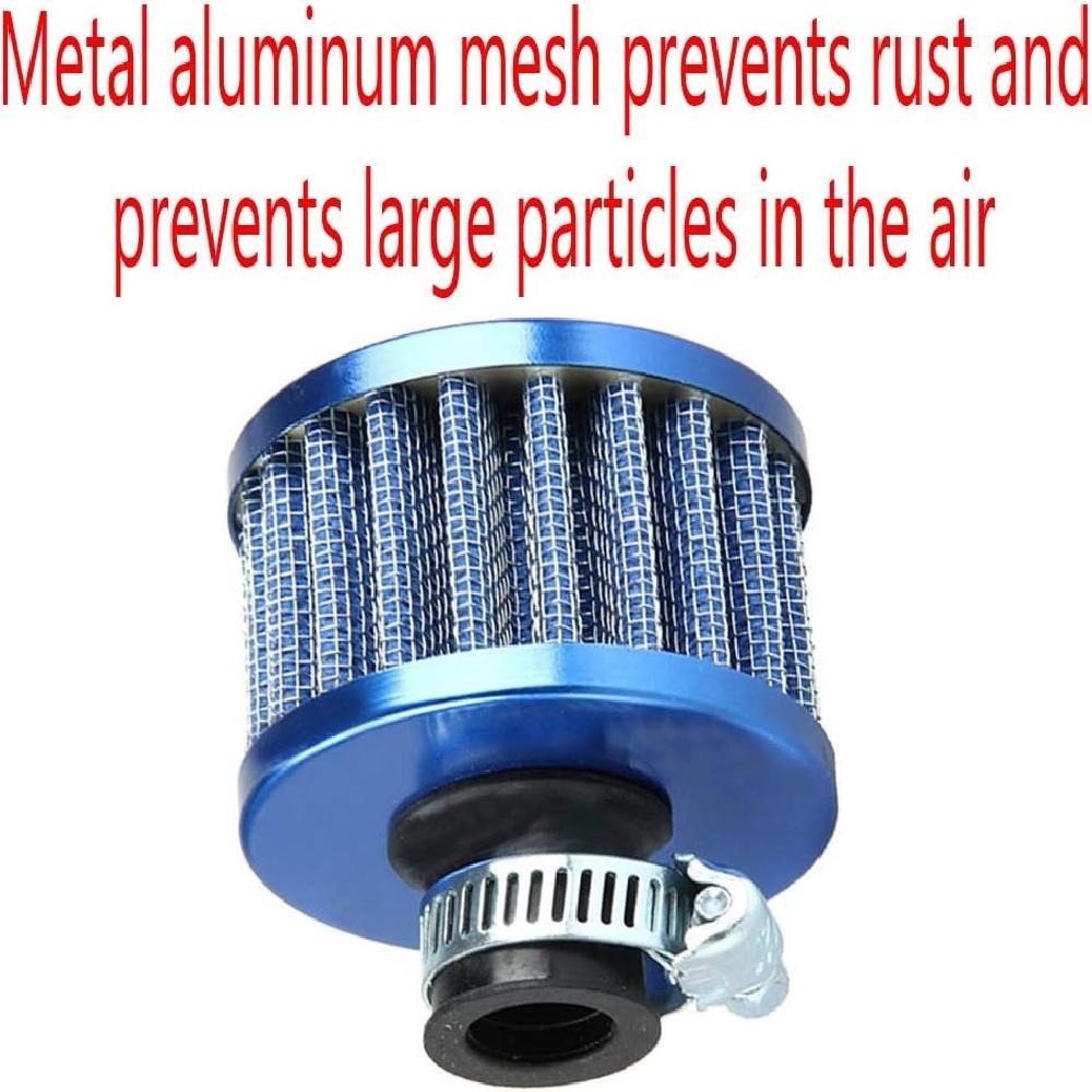 2 X 12mm Mini Universal Automotive Engine Tapered Cold Air Intake Filter – High-Flow Turbo Vent, Increases Horsepower – 3 Colors (Black/Blue/Red)