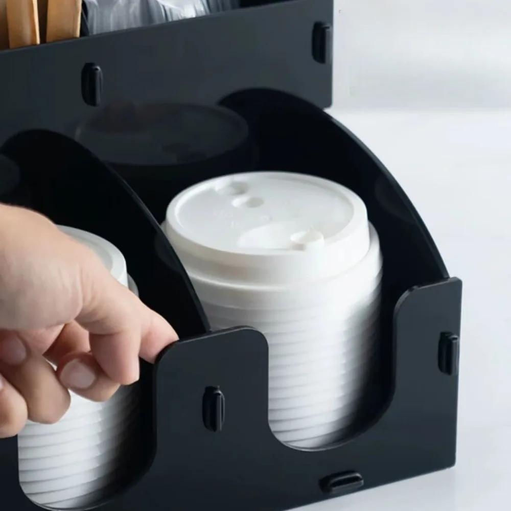 Black Acrylic Coffee Shop Packaging Cup Holder Milk Tea Cup Placement Rack Bar Cu P Cover Disposable Paper Cu P Storage Rack