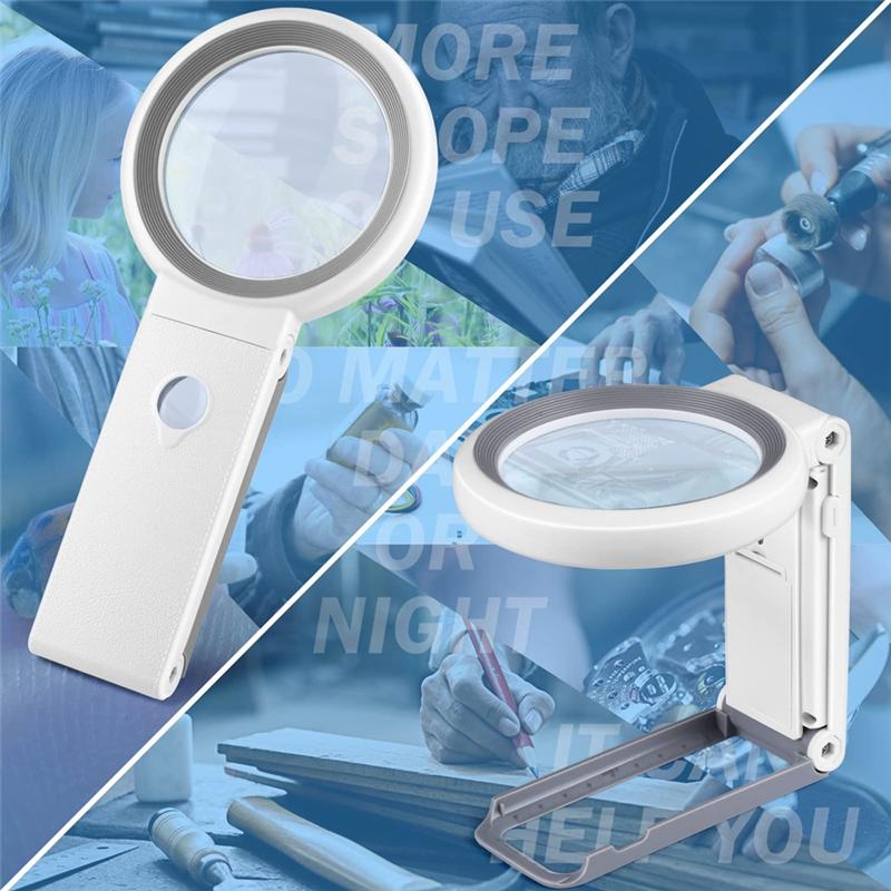 Foldable Handheld Magnifying Lens 30x 40x With 18 Led Light For Seniors Reading Coins Close-up Work