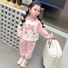 Toddler Girl Spring Autumn Cartoon Sweatshirt Set Cute Long Sleeve Two Piece Outfit Fashionable Casual Clothes