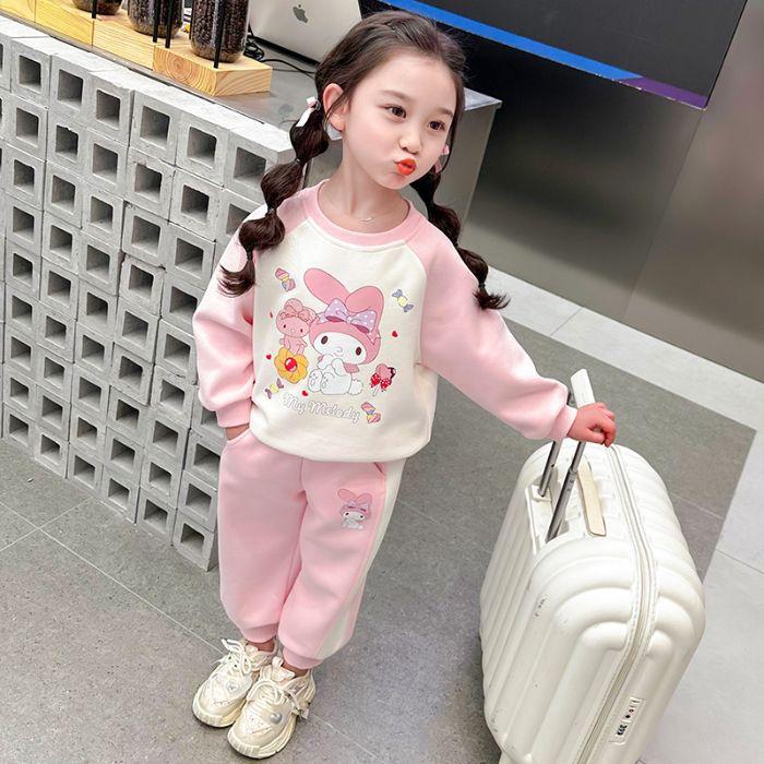 Toddler Girl Spring Autumn Cartoon Sweatshirt Set Cute Long Sleeve Two Piece Outfit Fashionable Casual Clothes
