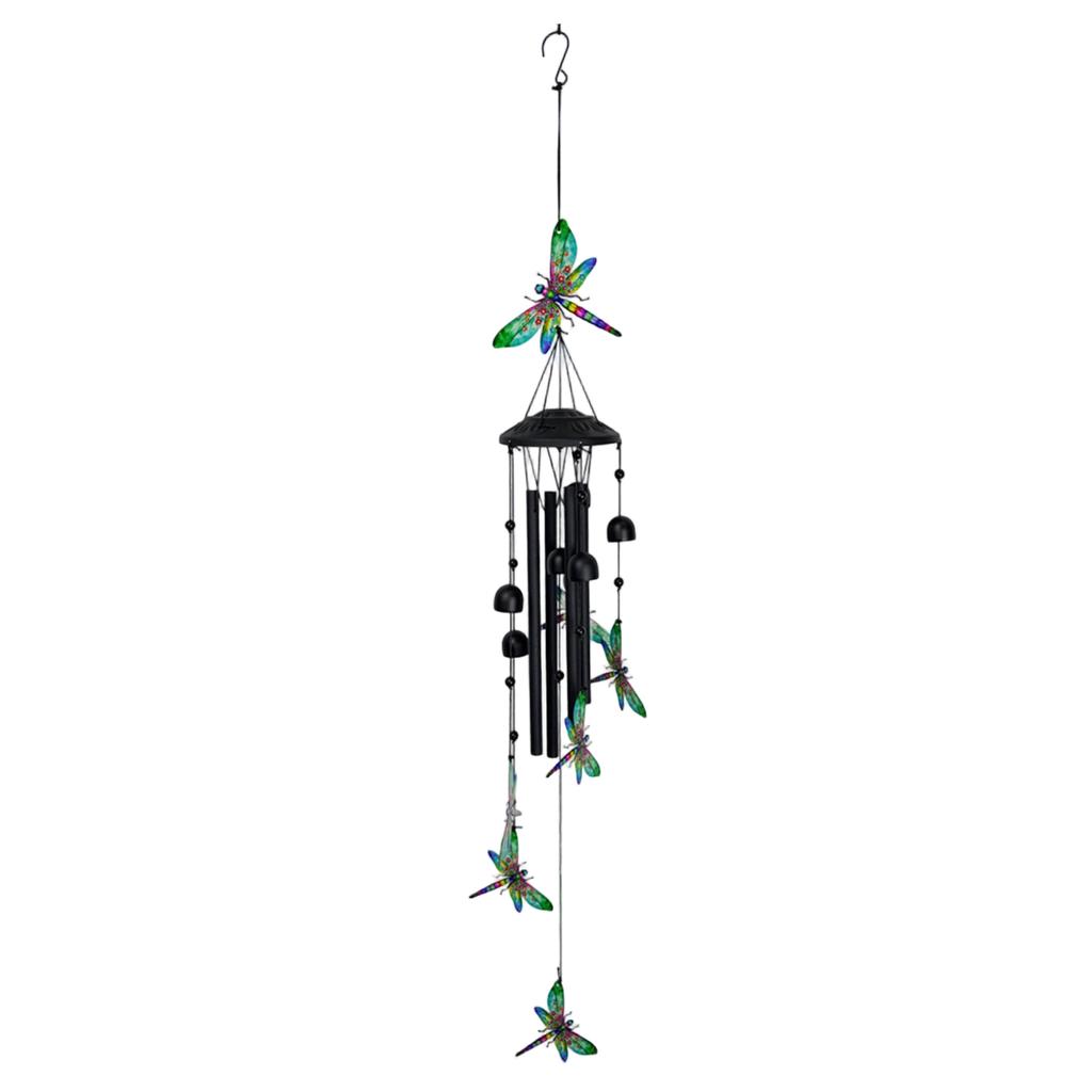 Metal Wind Chime Hanging Decoration with Painted Hummingbird Figurines Outdoor Indoor Garden Patio Porch Accessory