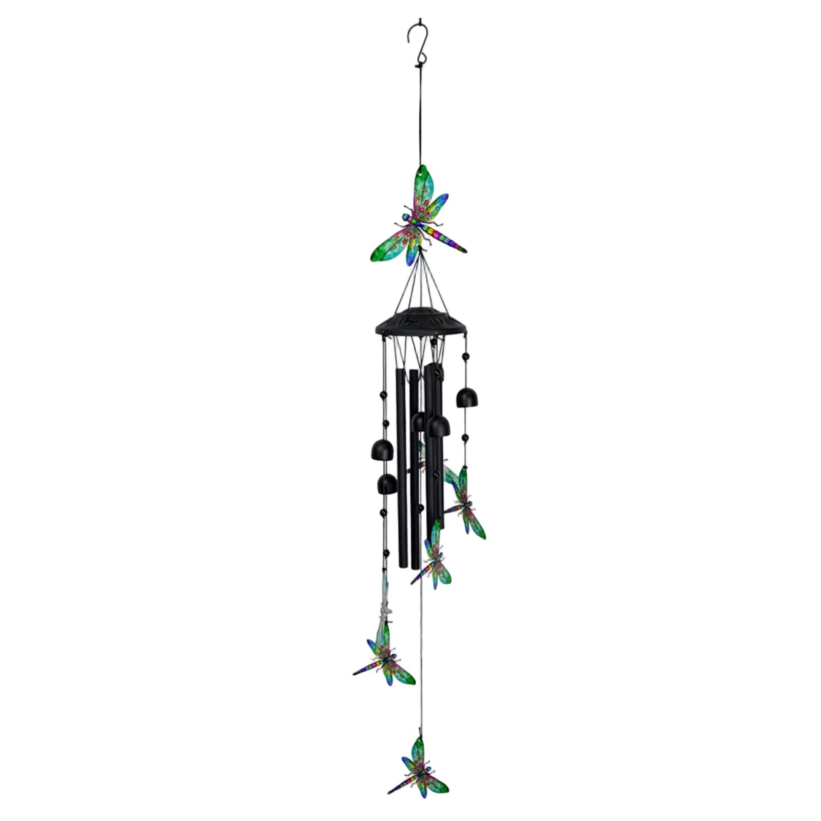 

Metal Wind Chime Hanging Decoration with Painted Hummingbird Figurines Outdoor Indoor Garden Patio Porch Accessory One Size