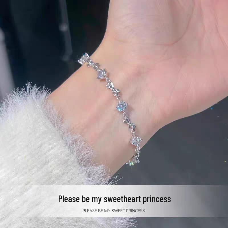 Luxury Sparkling Princess Bow Bracelet - High-End Valentine's Day Gift for Girlfriend