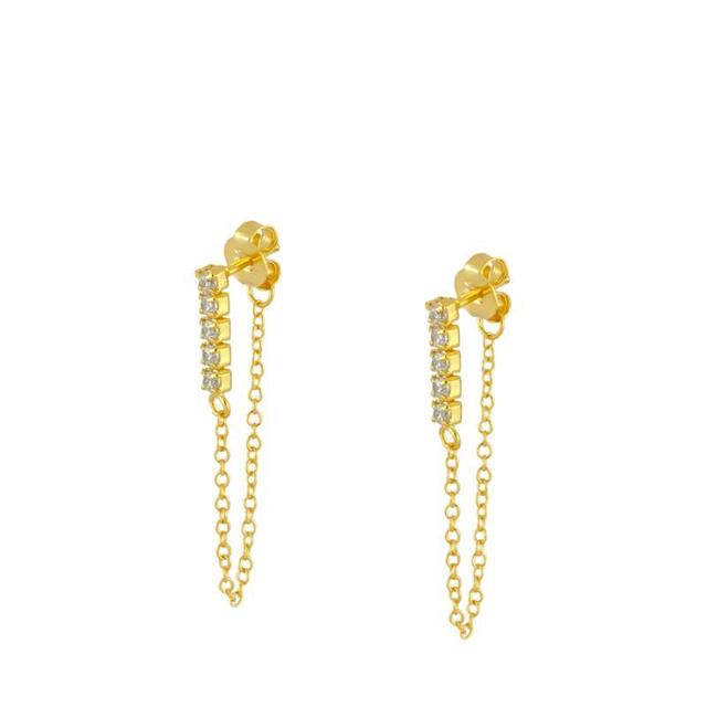 Crmya Yellow Silver Plated Stud Dangle Earrings For Women Cubic Zirconia Hoop Earrings For Women Bohemian Earings Jewelry