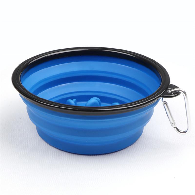 

350 1000ml Travel Foldable Pet Dog Bowl for Small Large Dogs Slow Puppy Big Dog Food Bowls Portable Pet Feeder comedero perro S-350ml синій