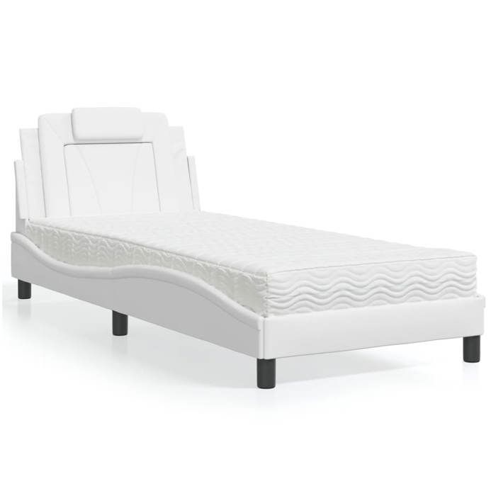 VidaXL Lit avec Matelas, Lit Rembourré avec Coussin de Tête de Lit, Lit Simple, Lit Adulte, Meuble de Chambre à Coucher 3208769