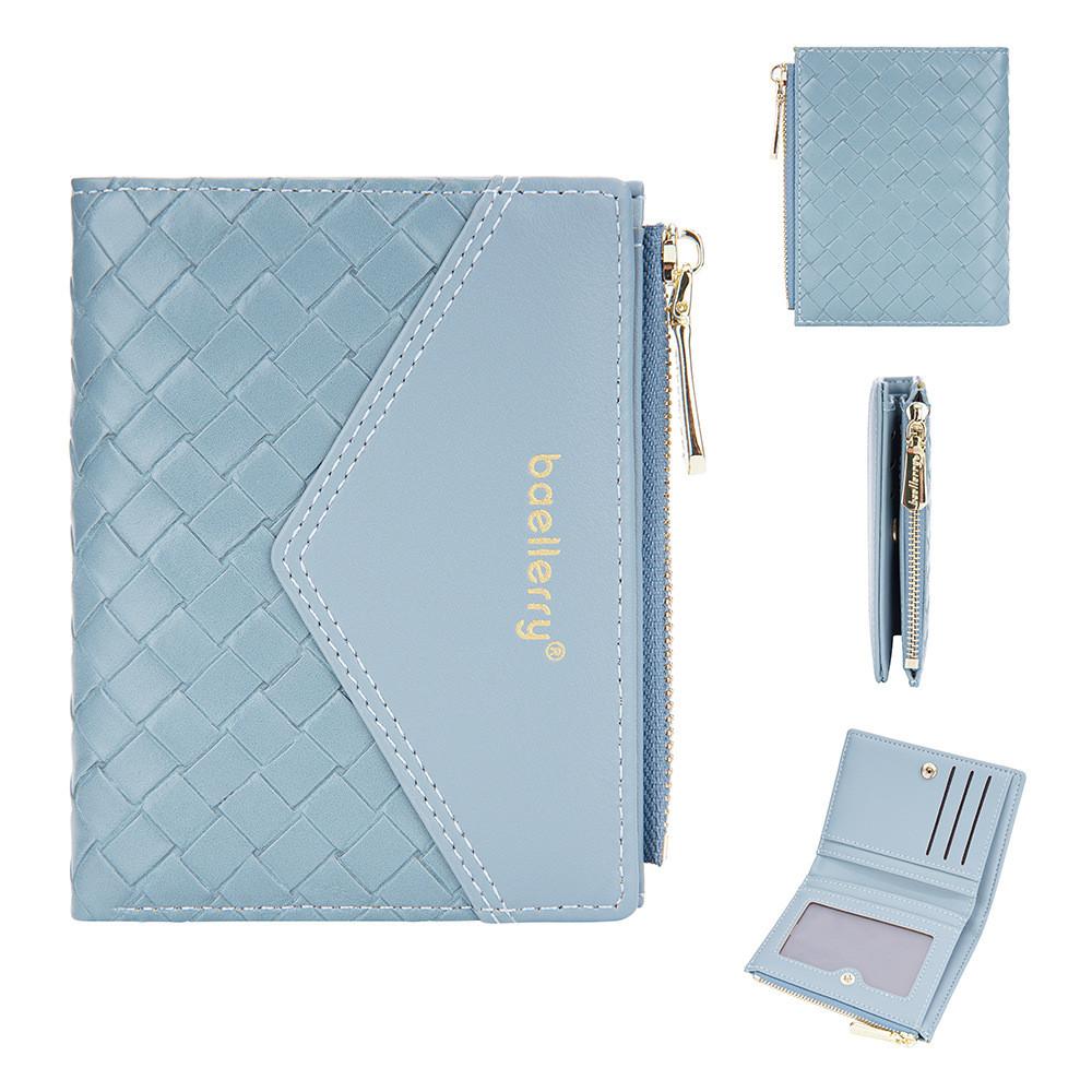Ladies Fashion Card Holder Pu Material With Weaving Pattern Design And Letter Print For Everyday Carry