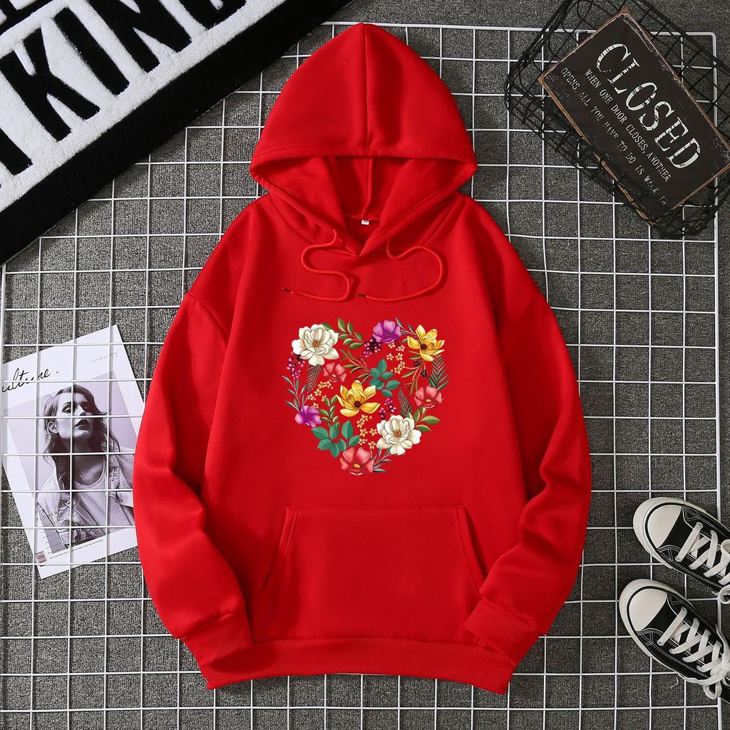 2025 Autumn and Winter New Velvet Long-sleeved Pocket Flower Pattern Sweater Supports Printed Jacket