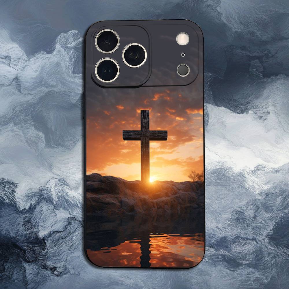 Art Bible Christian Cross Case For iPhone 12,14,15,16,11,17,13,X,Mini,SE,XS,Plus,Pro,Max,8,7,XR,Soft Silicone Black