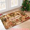 1pcs Christmas Welcome Door Mat Vintage Gold Winter Holiday NonSlip Entryway Rug For Home Decor