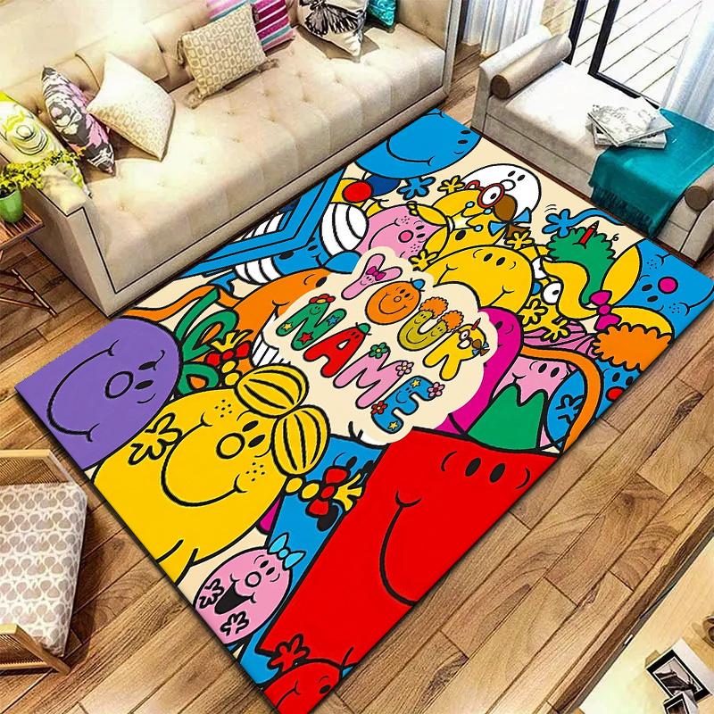 Mr Men Adventure Custom Name Carpet Rug For Living Room Bedroom Home Sofa Decoration Kids Play Nonslip Floor Mat