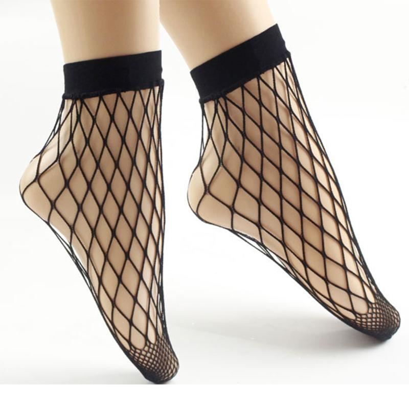 Breathable Lace Trim Fishnet Patterned Ankle Socks Mesh Design Women Summer Crew Socks Stylish Everyday Wear 5 Pairs