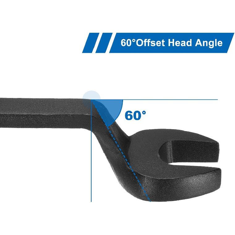 HARFINGTON Single Open End Spanner Wrench 15/16-inch 15 Degree Angle Single Open End SAE Construction Spanner Wrenches with 60°Offset Handle for