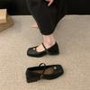 New retro Mary Jane shoes square head shallow mouth word with thick heel versatile single shoes women's shoes
