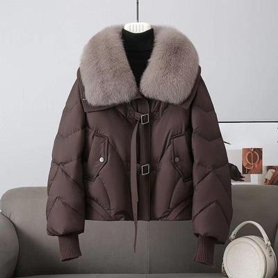 Winter Kurzer Steppmantel Damenmode Locker Verdickte Baumwolljacke Übergroßer Pelzkragen