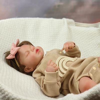 Reborn Bebe Loulou Newborn Dolls Sleeping Baby Handmade Painted Lifelike 3D Skin with Visible Veins Doll Toy