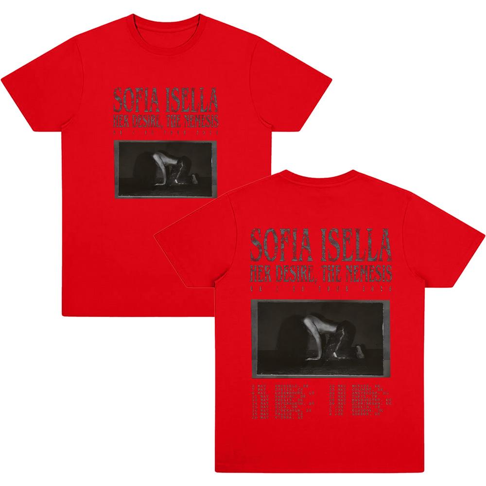 

Sofia Isella Her Desire The Nemesis Tour 2026 T Shirts Women Men Cotton Short Sleeve Tees Gothic Aesthetic Clothing Summer Tops XS червоний