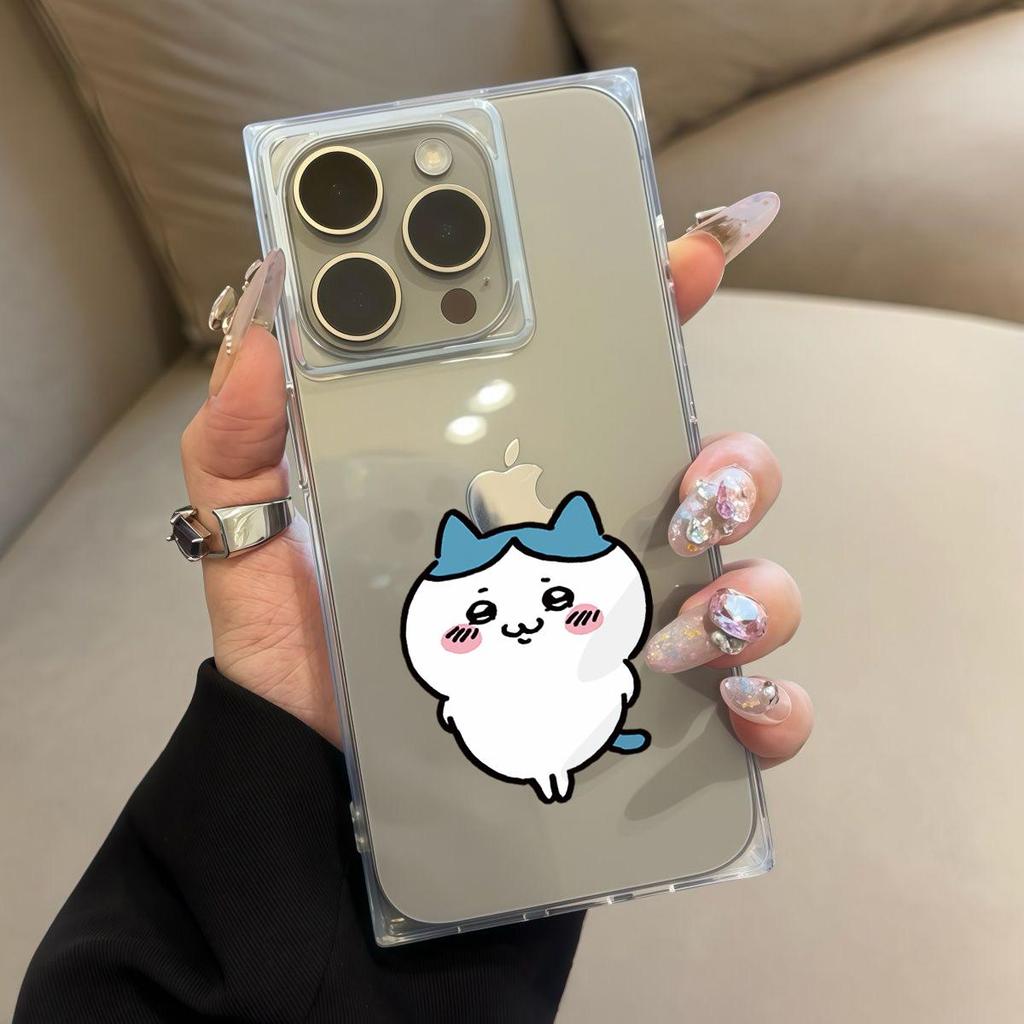 Clear Square Back Tube Case Protection For iPhone 13 14 Pro Max 12 16 ProMax 15 Plus 11 Anti-Oxygen,Big Ikawa Pattern Casing
