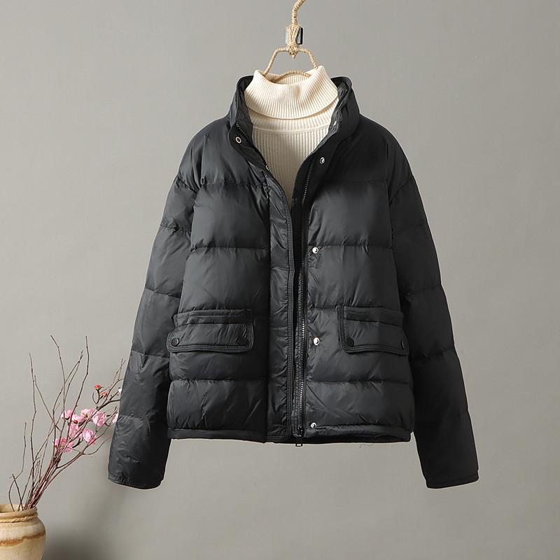 

Женская зимняя свободная повседневная ветрозащитная теплая куртка XXS чёрный