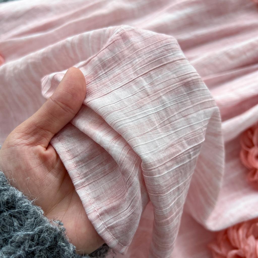 Rochie de vară Fairycore Beachwear Femei Gât în ​​V 3D Floare Chic Vacanță A Line Rochie lungă cu bretele spaghete fără spate